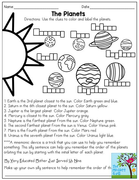 Planet Worksheet For Kids