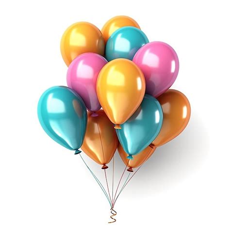 Premium Photo | Colorful birthday party balloons on white background