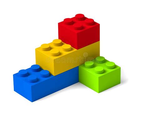 Colorful Building Blocks 3D Four Toy Bricks Stock Illustration ...