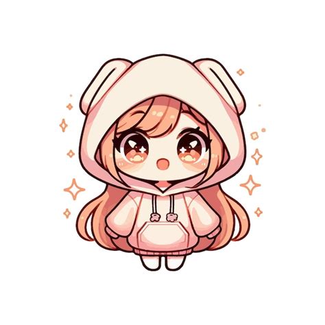 Cute chibi girl wearing cute hoodie vector style | Premium AI-generated ...