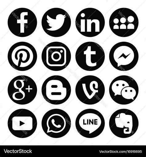 Set of popular social media logos web icon Vector Image