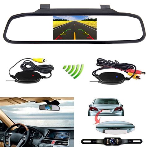 Podofo Wireless Car Backup Camera Kit 4.3" Mirror Monitor Waterproof ...