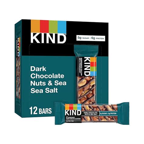 KIND Nut Bars Dark Chocolate Nuts and Sea Salt, 1.4 Ounce (Pack of 12)