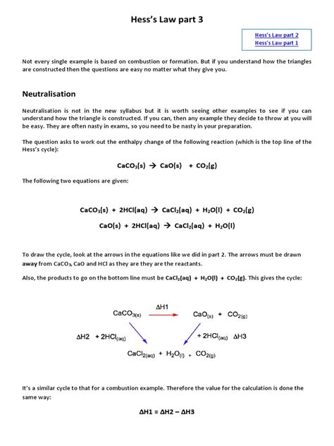 Understanding Hess's Law: Examples of Neutralization Reactions and the ...