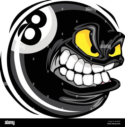 Billiards Eight Ball with Angry Face Cartoon Vector Design Stock Vector ...