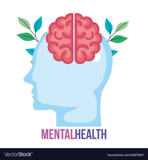 Mental health concept profile head with brain Vector Image