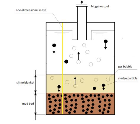 Schematic diagram of a high-rate biodigester, modeled as a ...