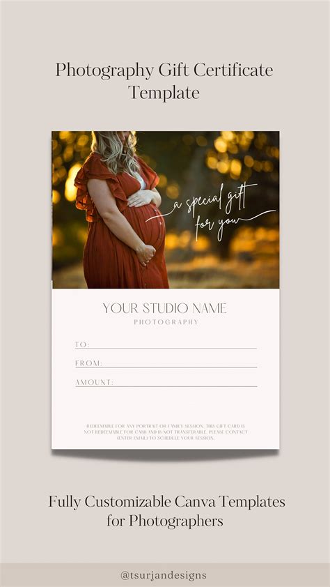 Printable Photography Gift Certificate Template Gift Card for - Etsy