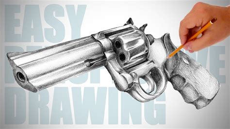 How to draw a gun - Easy Perspective Drawing 13 - YouTube