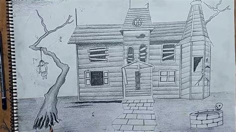 Haunted House Pencil Drawing