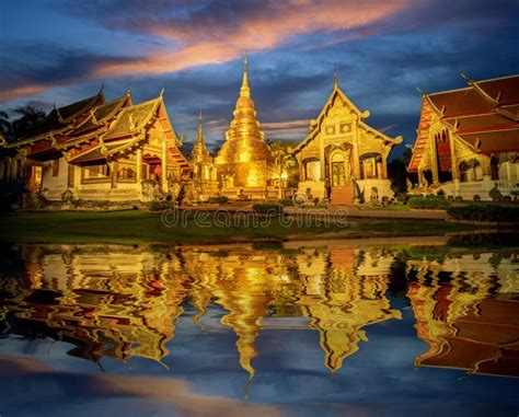 Wat Phra Singh Temple in Night Time in Raining Season in Chiang Mai ...