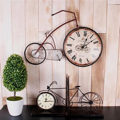 American Bicycle Clock Wall Hangings Accessories Shabby Chic Home ...