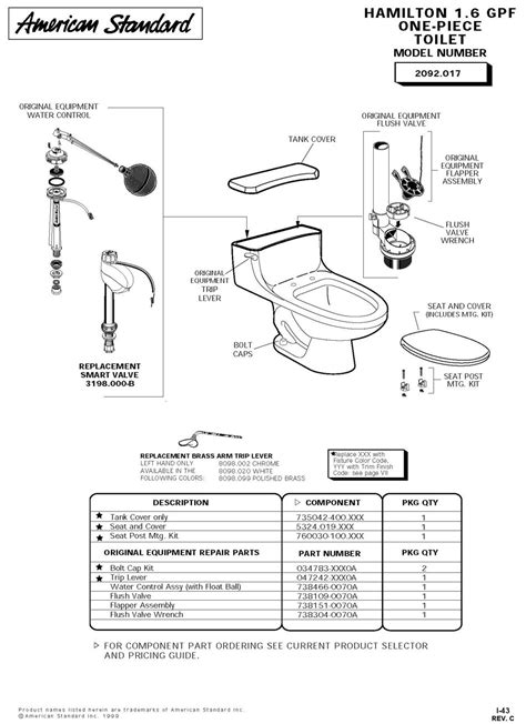 ToiletPro.com Parts Breakdown For American Standard 2092 Toilet