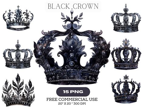 Black Crown Clipart, Crown Clipart, Royal Crown, Mixed Media, Pngs ...