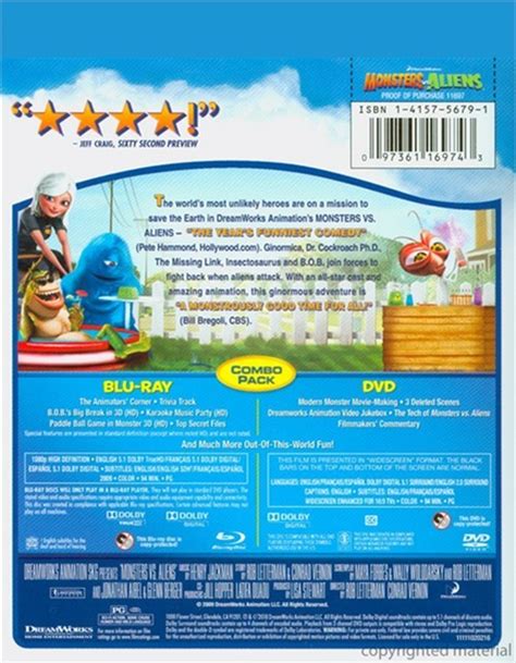 Monsters Vs. Aliens (Blu-ray + DVD Combo) (Blu-ray 2009) | DVD Empire