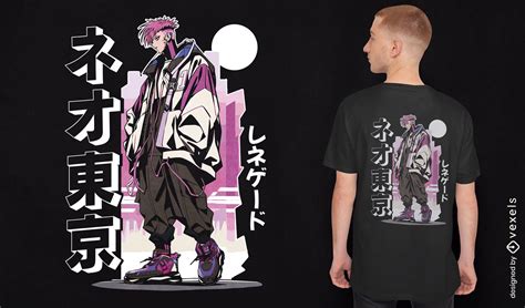 Pink Hair Man Anime T-shirt Design Vector Download