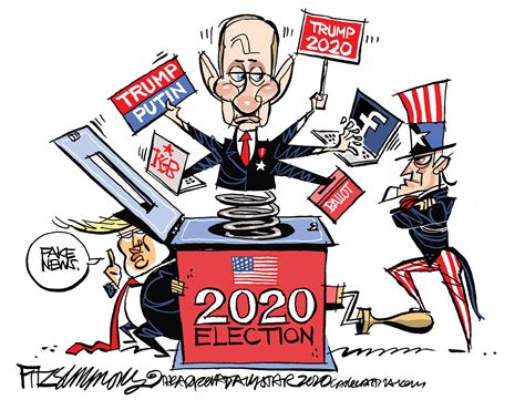 Political Cartoon U.S. Trump Putin 2020 election Russian meddling ...