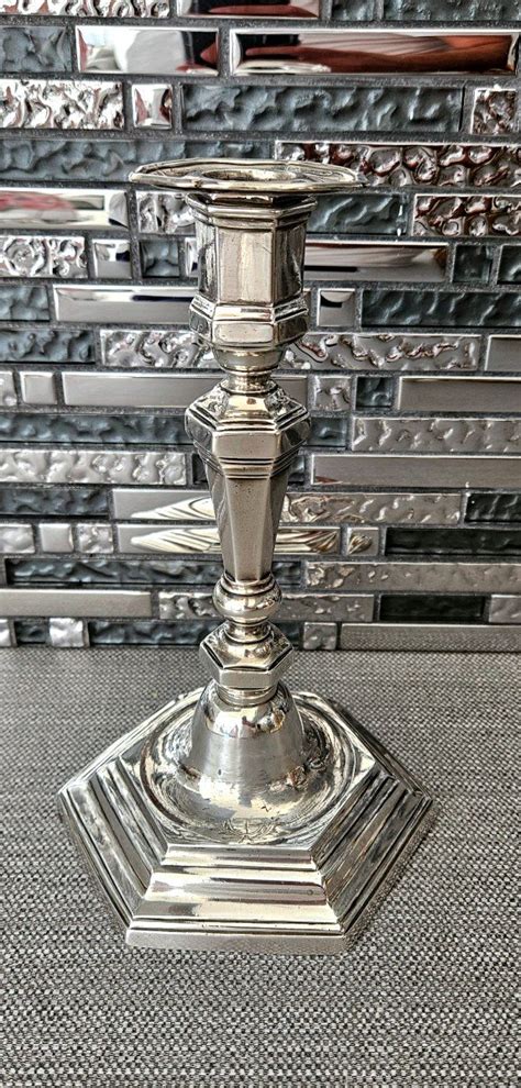 Proantic: 18th Century Silver Candlestick, Identified Hallmark