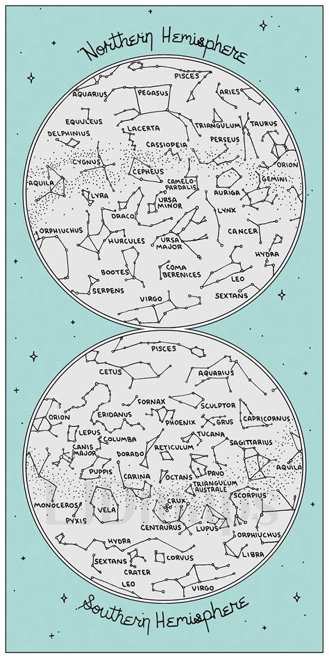 Map of the Constellations | Star Chart | Hand-drawn | Digital ...