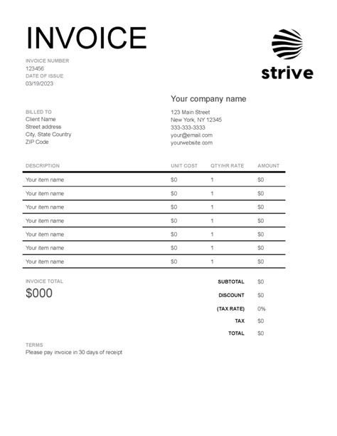 Google docs simple invoice template - filesTros