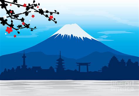 Mountain Fuji Japan Sakura View Digital Art by Ienjoyeverytime - Pixels