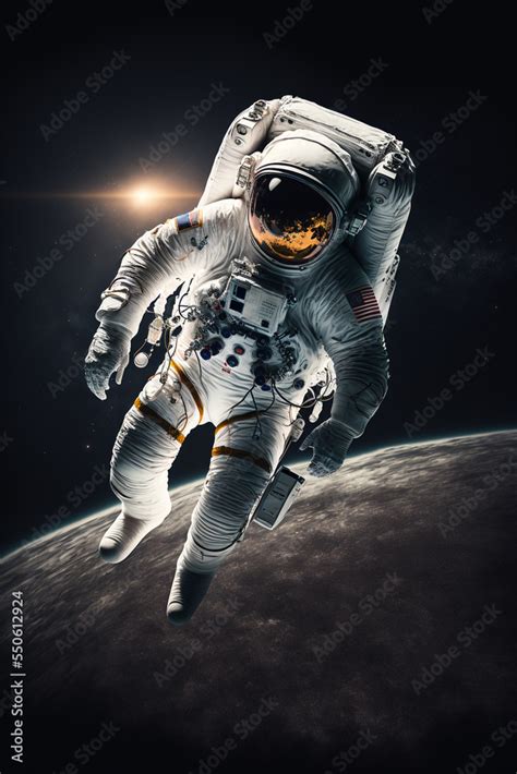 Astronaut floating alone in the void of space, Astronaut at spacewalk ...