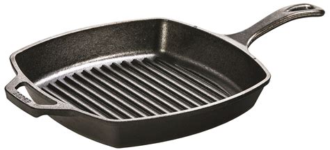 Lodge L8SGP3 Pre-Seasoned Cast-Iron Square Grill Pan 10.5-inch ...