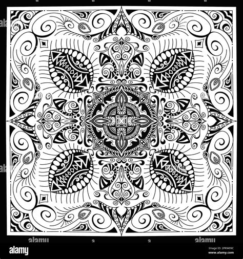 Black and White Geometric Pattern. Ethnic Motif Design. Symmetric ...