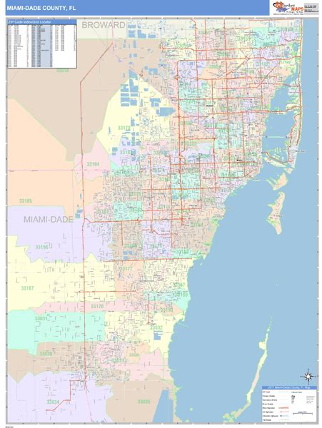 Miami-Dade County, FL Wall Map Color Cast Style by MarketMAPS - MapSales