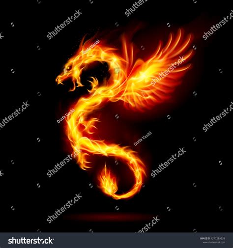 Illustration Fire Dragon Wings Symbol Wisdom Stock Vector (Royalty Free ...