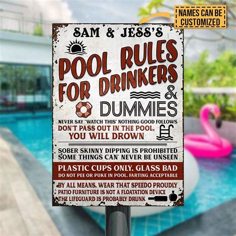 Swimming Pool Rules Custom Classic Metal Signs, Pool Decoration ...