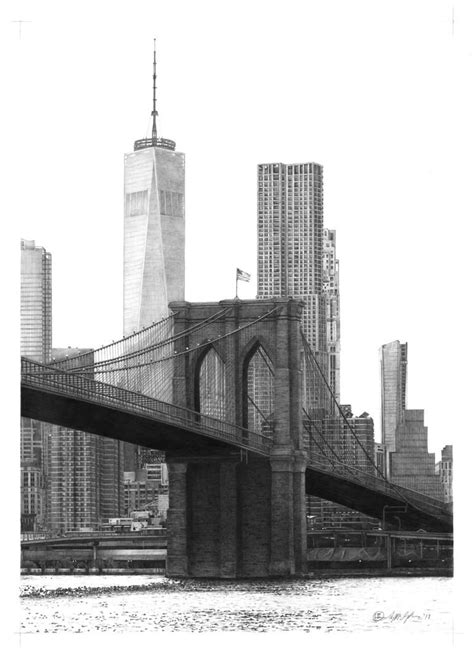 Bridge Drawing, Brooklyn Bridge, Original Drawing, Paper Art, Saatchi ...