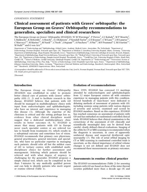 (PDF) Clinical assessment of patients with Graves' orbitopathy: the ...