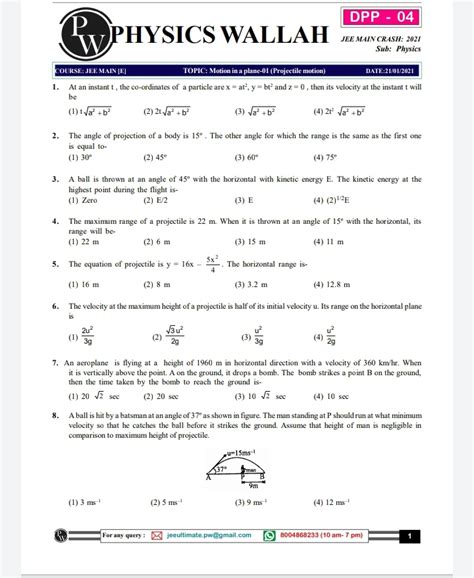 PHYSICS WALLAH PHYSICS LECTURE NOTES FREE DOWNLOAD MOTION IN ONE DIMENSIONS