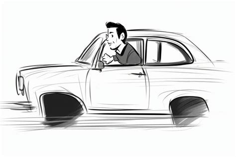 Premium Photo | Sketch of a man driving a car Vector illustration