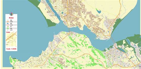 Vallejo California US PDF Vector Map: Extra High Detailed Street Map ...