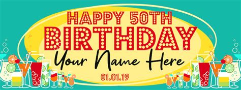 50th Birthday Banner Personalized Birthday Banner Happy - Etsy