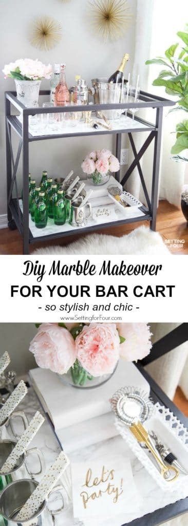 DIY Marble Bar Cart Top and Shelf - Setting For Four Interiors