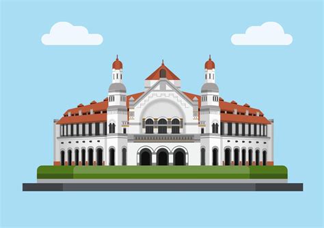 Lawang Sewu is historical building in Semarang Indonesia illustration ...