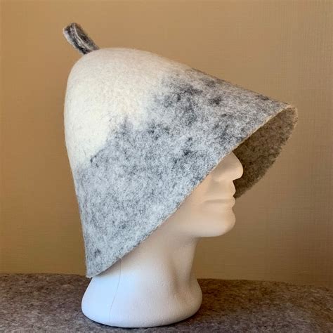 Felted Sauna Hat Natural Wool Sauna Hat White Gray Spa Hat - Etsy