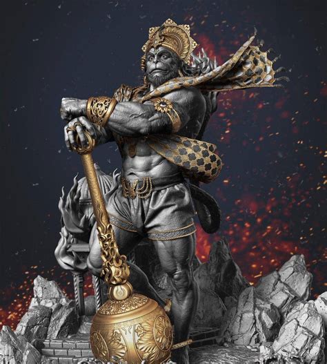 Download Angry Hanuman With Golden Mace Wallpaper | Wallpapers.com