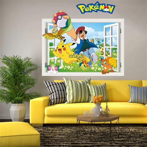 3D Hot Pokemon Wall Stickers for Kids Rooms Home Decorations Pikachu ...