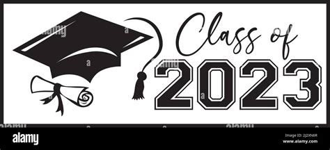 Class of 2023 Banner with Diploma and Graduation Cap Stock Vector Image ...