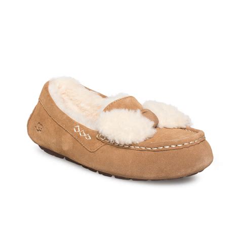 UGG Ansley Fur Bow Chestnut Slippers - MyCozyBoots