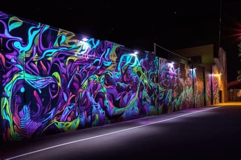 Premium AI Image | Blacklight and uvreactive mural of graffiti art in ...