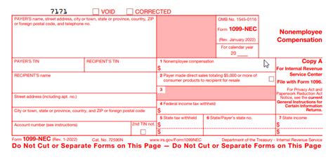 Irs Form 1099 Nec Fillable - Printable Forms Free Online