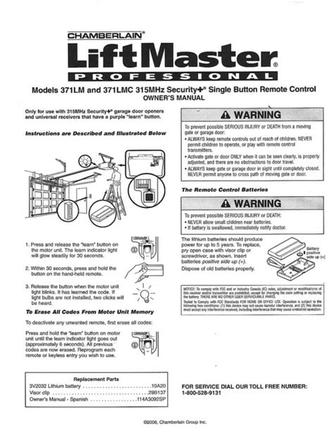 Garage Door Remote Programming Instructions