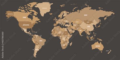 Simplified schematic map of World. Political map of countries with ...