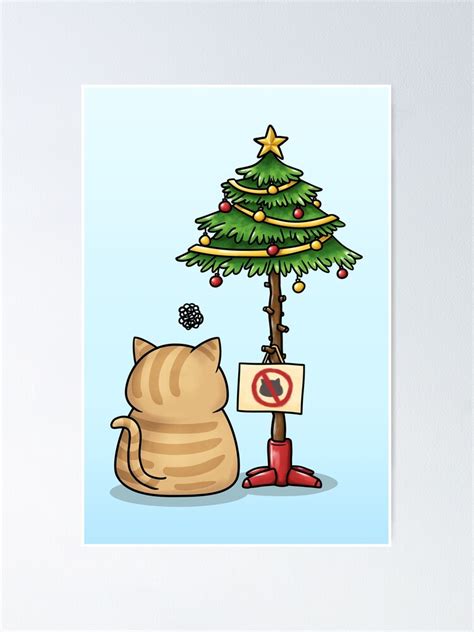 "Funny Cat Christmas Tree" Poster for Sale by Takeda-art | Redbubble