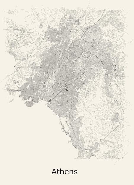 Premium Vector | City road map of athens greece